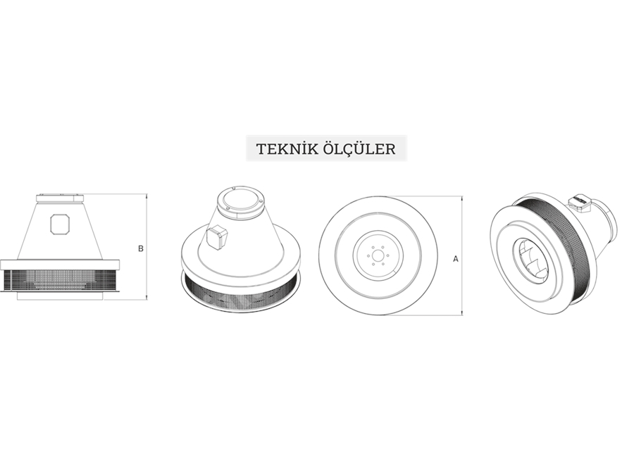 0,97-0,37 kW Yatay Atışlı Özel Şapkalı Çatı Fanı 