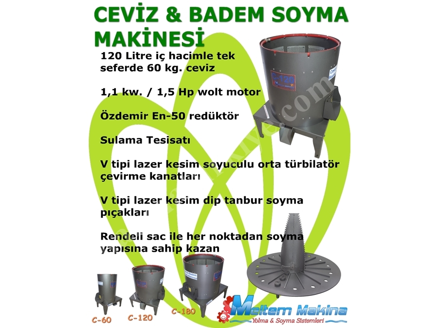 400 Kg / Saat (120 litre) Ceviz Ve Badem Soyma Makinesi 