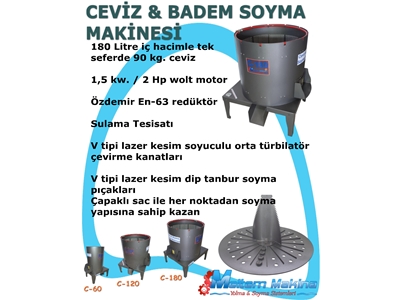 550 kg / saat (180 litre) Ceviz Ve Badem Soyma Makinası  - 1