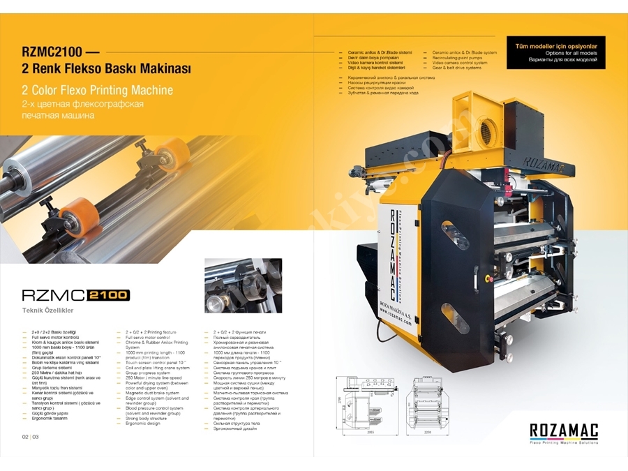 2 Renk Stack Tip Flexo Baskı Makinası