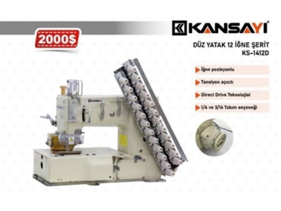Düz Yatak 12 İğne Şerit Kemer Makinası