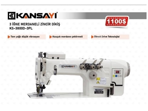 Üç İğne Merdaneli Zincir Dikiş Makinası