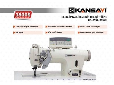 Elektronik İptalli Büyük Mekik Çift İğne Dikiş Makinası - 0