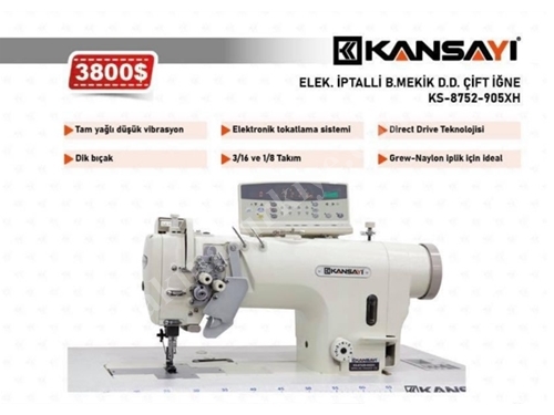 Elektronik İptalli Büyük Mekik Çift İğne Dikiş Makinası