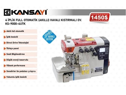 4 İplik Full Otomatik Akıllı Hava Kıstırmalı Overlok Makinası