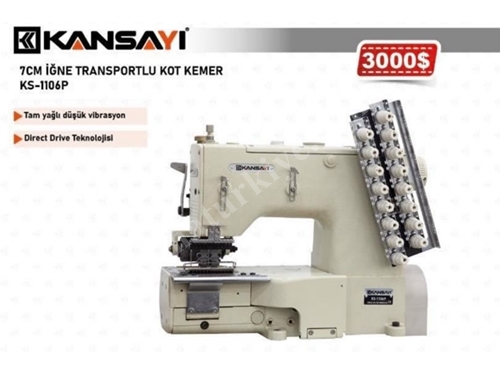 7 Cm İğne Transportlu Kot Kemer Makinası