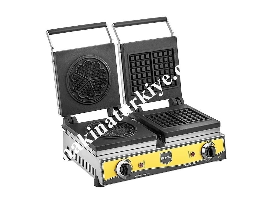 Çiftli Kare Çiçek Model Elektrikli Waffle Makinası