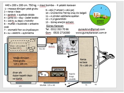 4 Kişilik Çekme Karavan 440X200x200 Cm - 7