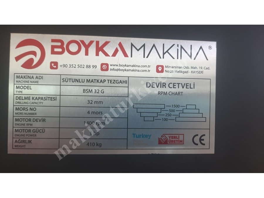 Boyka 32 Cm'Lik Sütunlu Matkap
