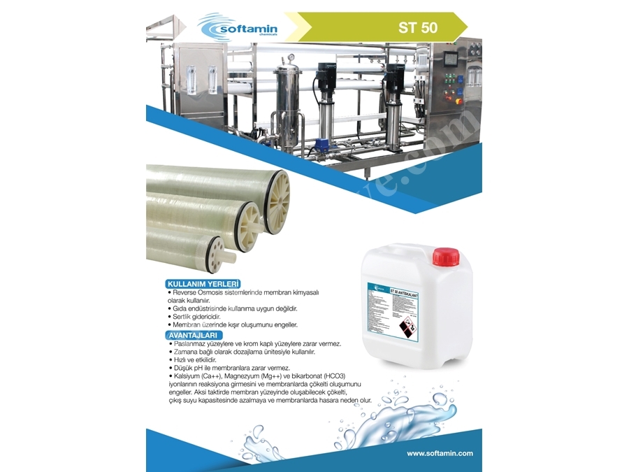 ST 50 (25 KG.) Antiskalant  Reverse Ozmosis Membran Kimyasalı 