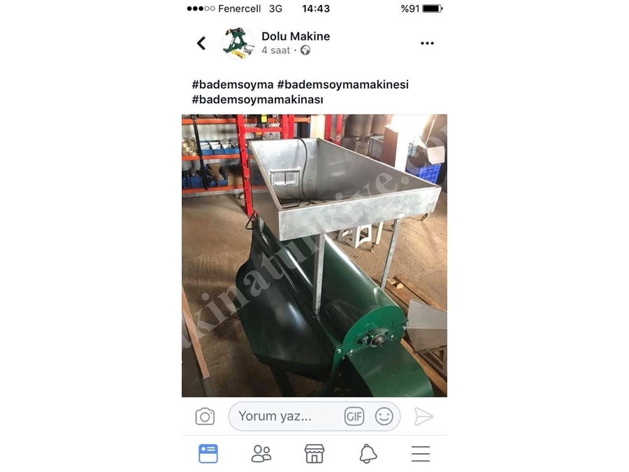 Nonpariel texas Feragnes feraduel cinsi bademleri soyar 600/800 Kg Paletli Badem Soyma Makinası
