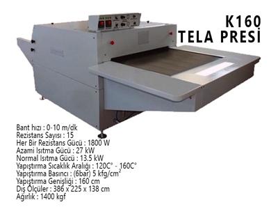 160 Cm Tela Yapıştırma Presi