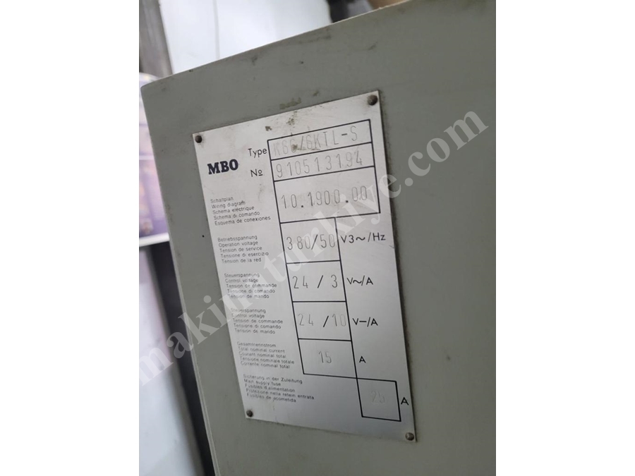 MBO K66/6KTL  66x102 Kırım Katlama Makinası