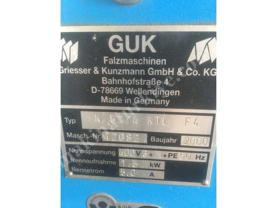 GUK 52/4 KTL  52x74 Kırım Katlama Makinesi