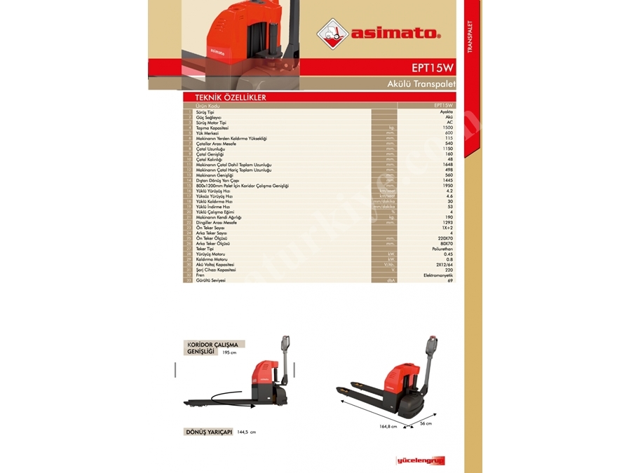 1.5 Ton Akülü Transpalet
