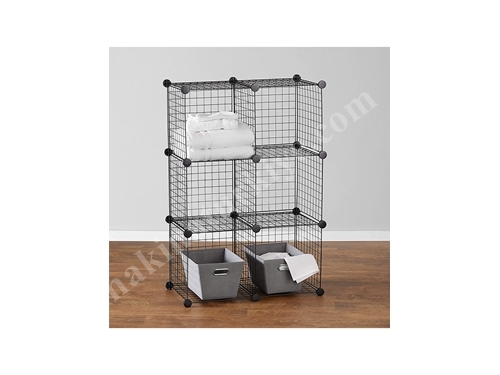 6-compartment Portable Multi-Purpose Metal Wire Cabinet Shelf Organizer