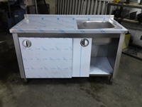Одиночная раковина с нержавеющим шкафом размером 140x60x85 см