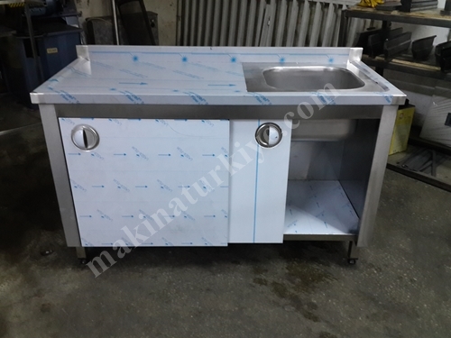 Одиночная раковина с нержавеющим шкафом размером 140x60x85 см