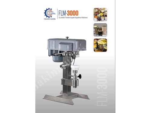 FLM 3000 Üç Kafalı Teneke Kapak Kapatma Makinası 