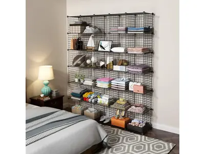 30 Compartment Metal Detachable Wardrobe Shelf Organizer