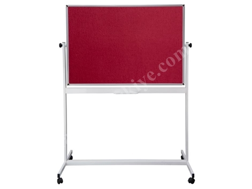 120X140  Kumaşlı Brifing Tekerlekli Çift Taraf Mantar Pano