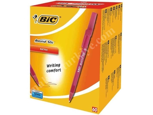 60'Lı Round Stick 1.0 Mm Kırmızı Tükenmez Kalem