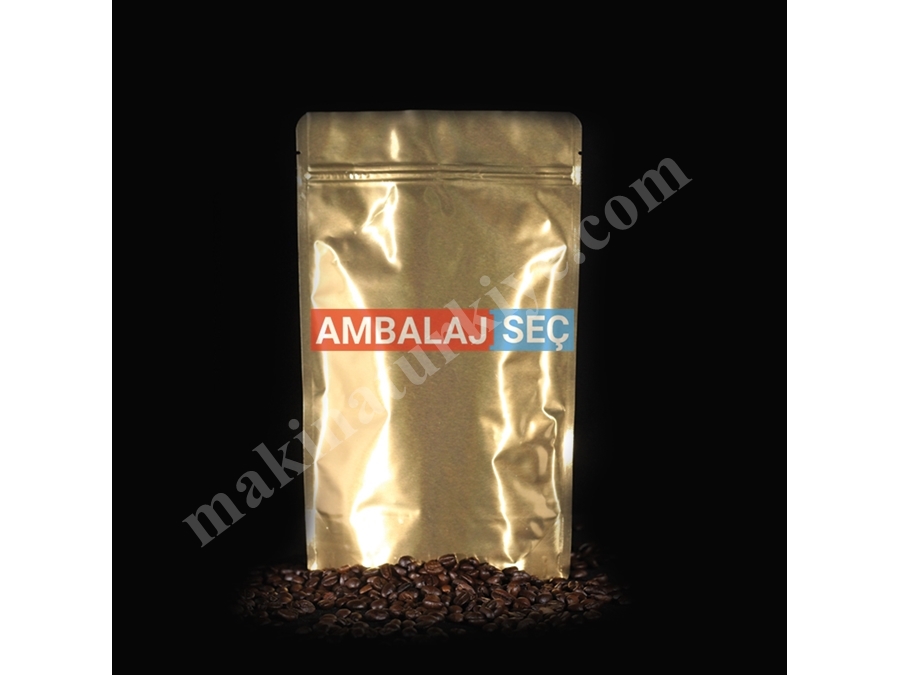 Ambalaj Seç Parlak Altın Baskısız Doypack Paketi
