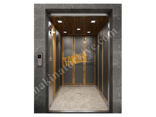 Stainless Steel Laminate Coated Square Spotted Human Elevator Cabin