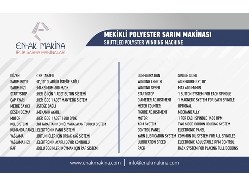 6-8-10 inç Mekikli Polyester İplik Sarım Makinesi