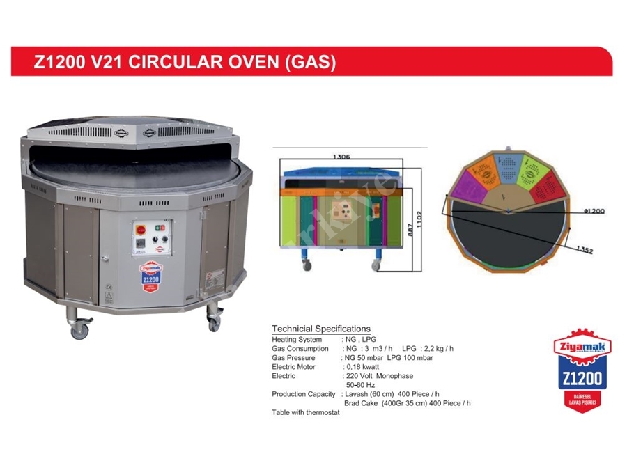 Z 1200 Gas Circular (Wheel of Fortune) Lavash Oven