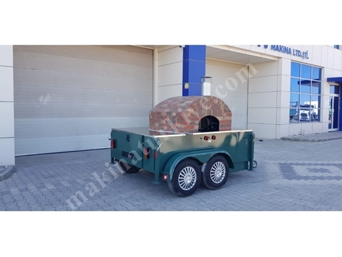 120x120 Cm Odunlu Mobil Pizza Fırını