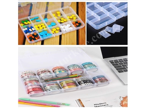 15 Grids Transparent Plastic Organizer With Adjustable Dividers