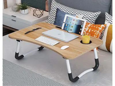 Bambusfarbener tragbarer Laptop-Schreibtisch multifunktional