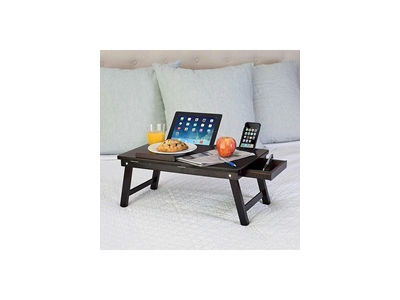 Adjustable Tilt Foldable Wooden Portable Tablet Laptop Table - 1
