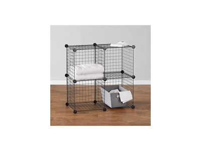 Étagère organisateur modulaire portable en fil métallique avec 4 compartiments - 1