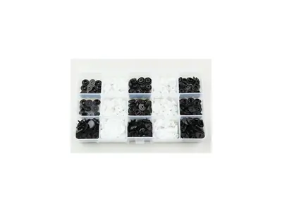 Ensemble de 100 boutons-pression en plastique noir et blanc avec boîte de rangement İşkur