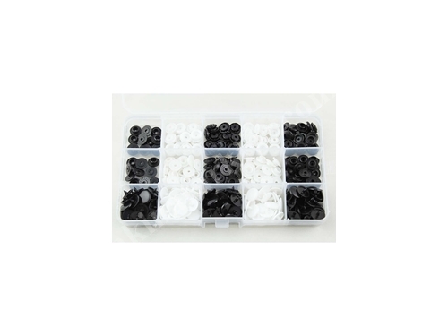 İşkur Machine 100 Pieces Plastic Black And White Snap Button Set With Storage Box