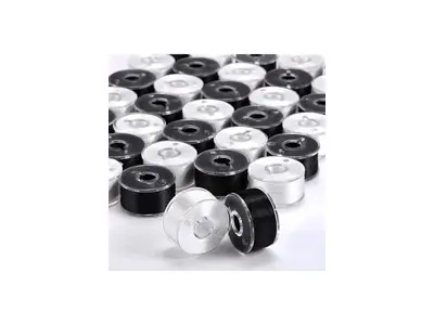 İşkur Machine 30 Pieces Black And White Threaded Plastic Bobbin For Household Sewing Machines