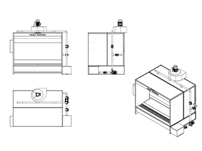 1570x2200x1900 mm Su Perdeli Yaş Boya Kabini  - 2