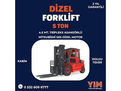 5 Ton 4.500 Mm Tripleks Dizel Forklift
