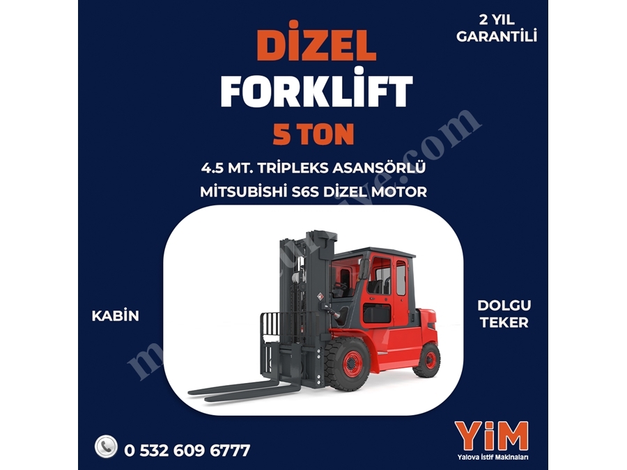 5 Ton 4.500 Mm Tripleks Dizel Forklift