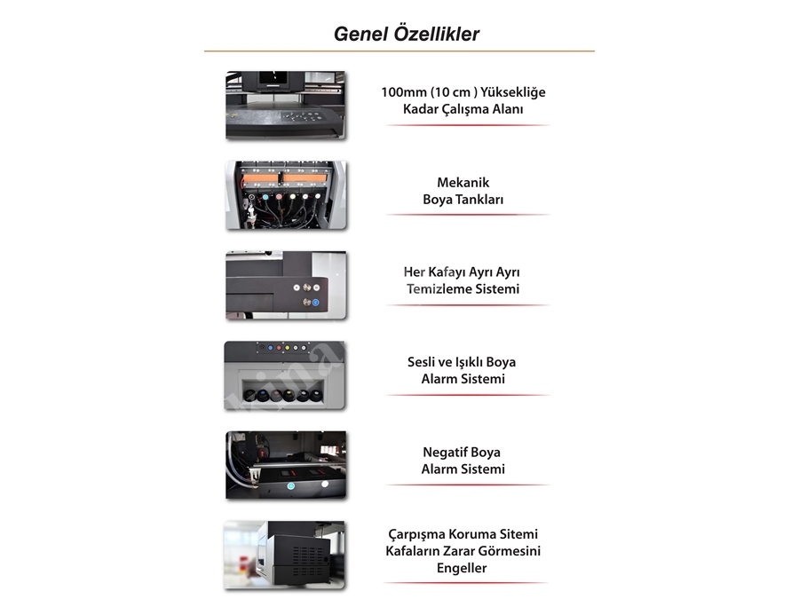 3 Kafalı 100 mm UV Baskı Makinası