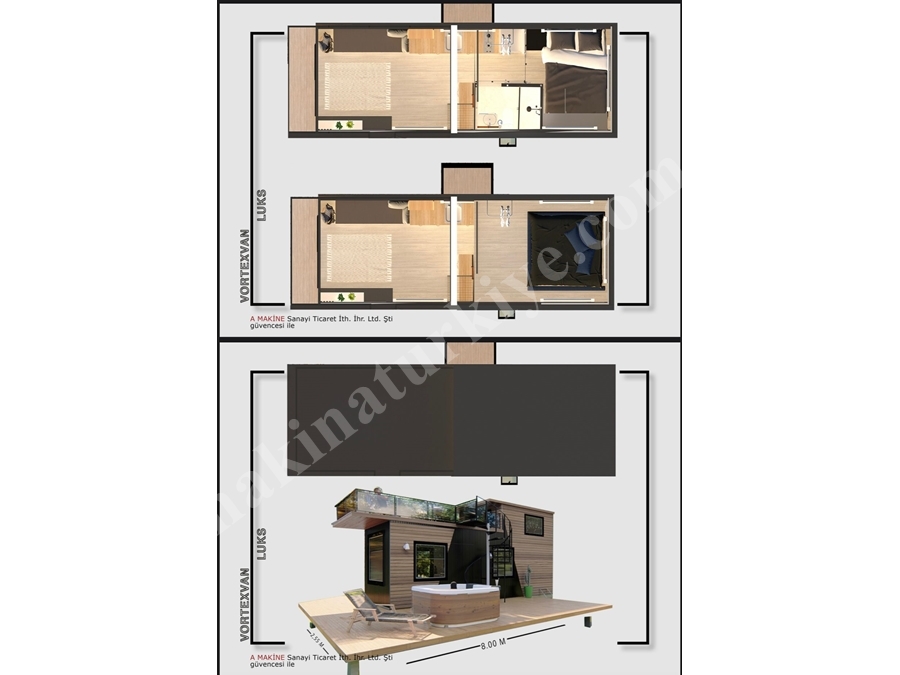 8 Metre Taşınabilir Lüks Tiny House