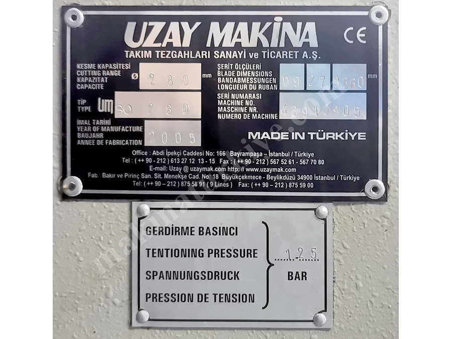 Uzay 280 Şerit Testere