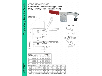 420-1 Hızlı Bağlantı Dikey Tabanlı Yatay Clamp - 1