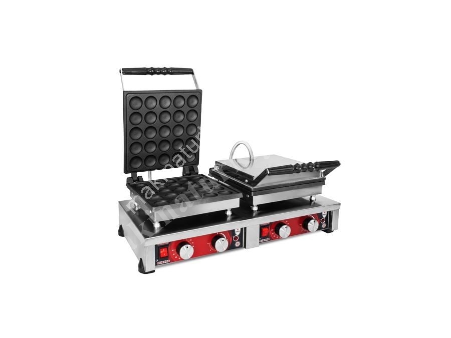 Double Round Bubble Waffle Baking Machine With Lid