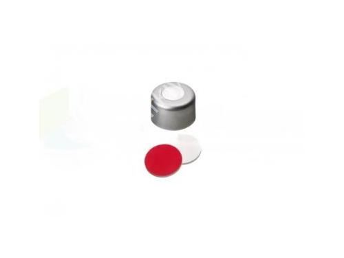 11mm Alüminyum Gümüş Krimp Kırmızı PTFE/Beyaz Silikon Flakon Kapağı