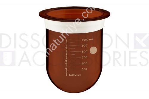 1000ml Amber Glass Vessel with Acculign Ring for Distek