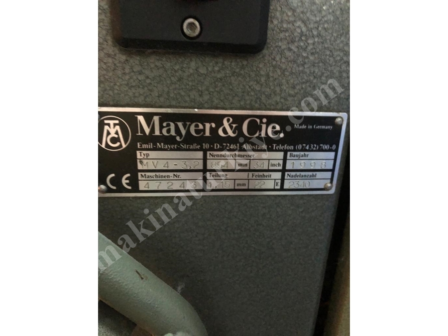 Mayer Yuvarlak Tüp Süprem Örme Makinası