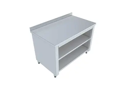 220x60x85 cm 3 Sides Closed Bottom and Middle Shelf Kitchen Workbench